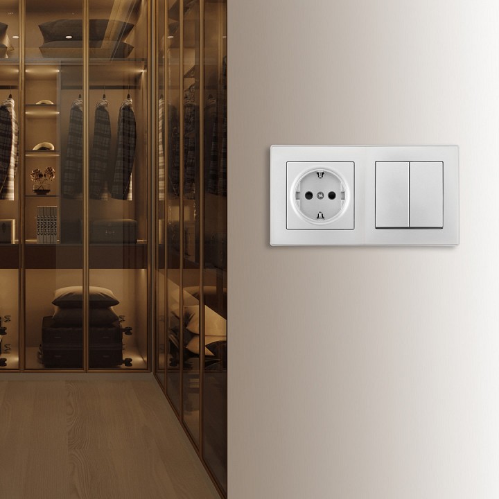 Блок с розеткой и выключателем Arte Milano SET06-2 SET06-2-30-2-40-1 silver