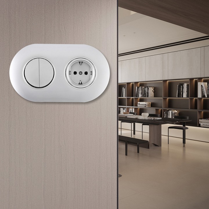 Блок с розеткой и выключателем Arte Milano SET08-2 SET08-2-40-1-30-2 silver