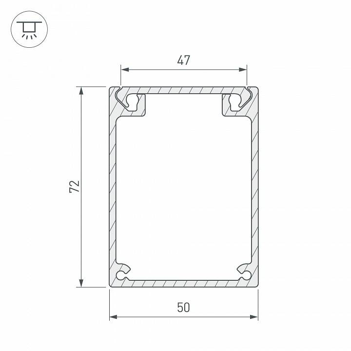 Профиль накладной Arlight BOX72-2000 ANOD 2000 мм 017357