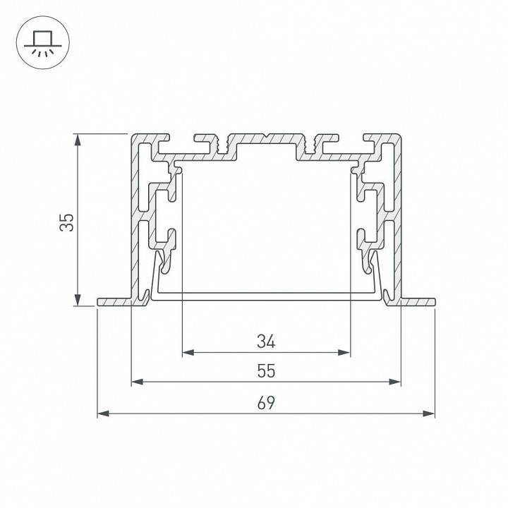 Профиль Arlight S2-LINIA69-F-2500 ANOD+OPAL 021177