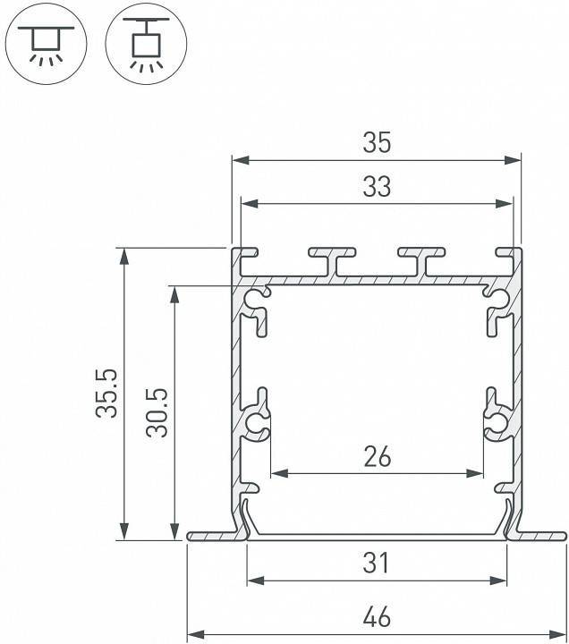Профиль встраиваемый Arlight SL-LINIA 041875