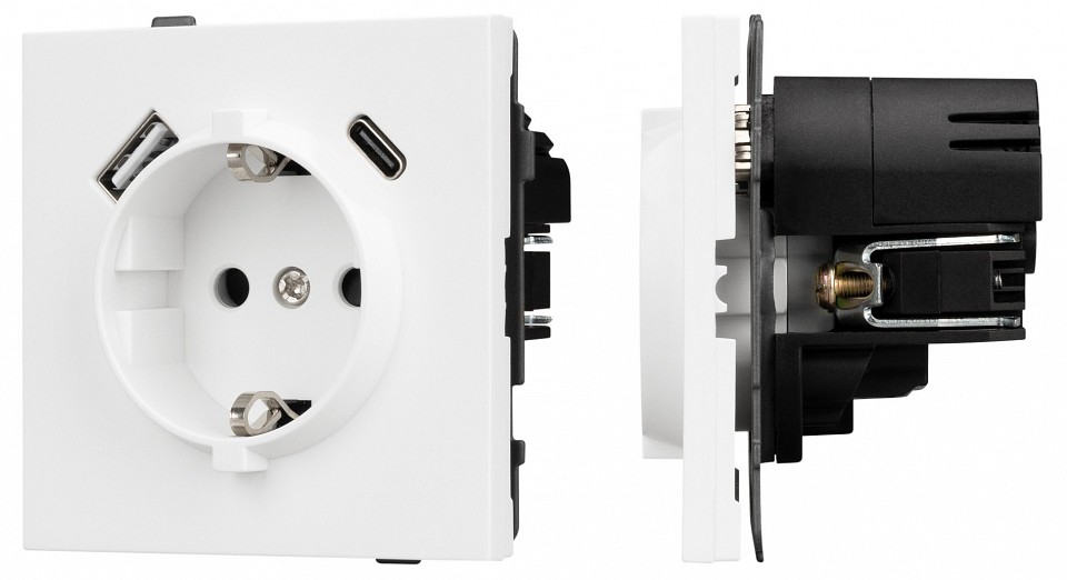 Розетка 2хUSB type A и C без рамки Arlight SCT-TENDO 054086