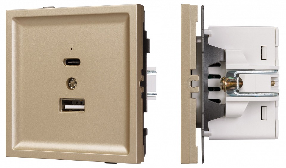 Розетка 2хUSB type A и C без рамки Arlight SCT-TENDO 054537