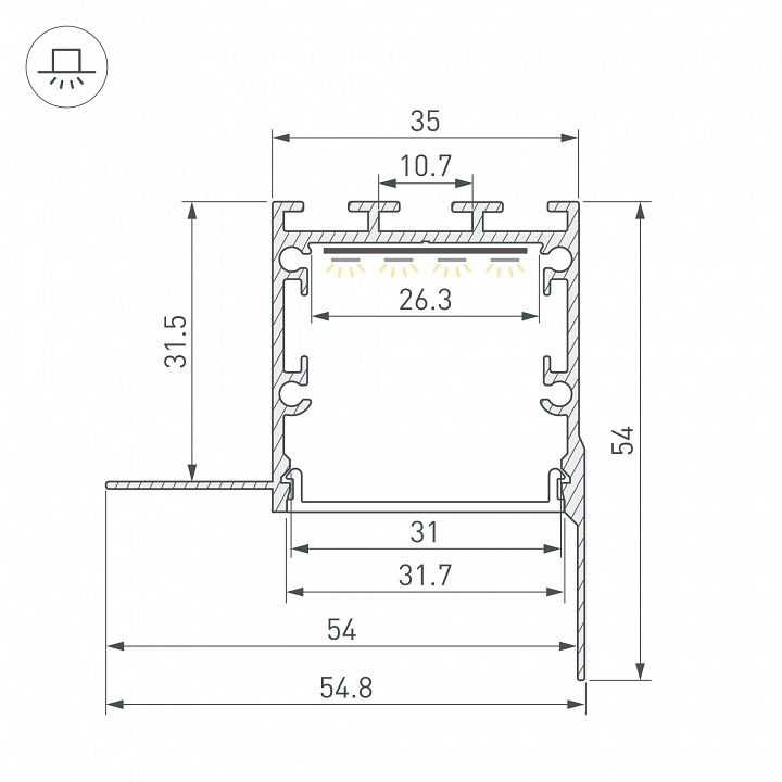 Профиль накладной Arlight LINIA32-FANTOM-EDGE-2000 056263