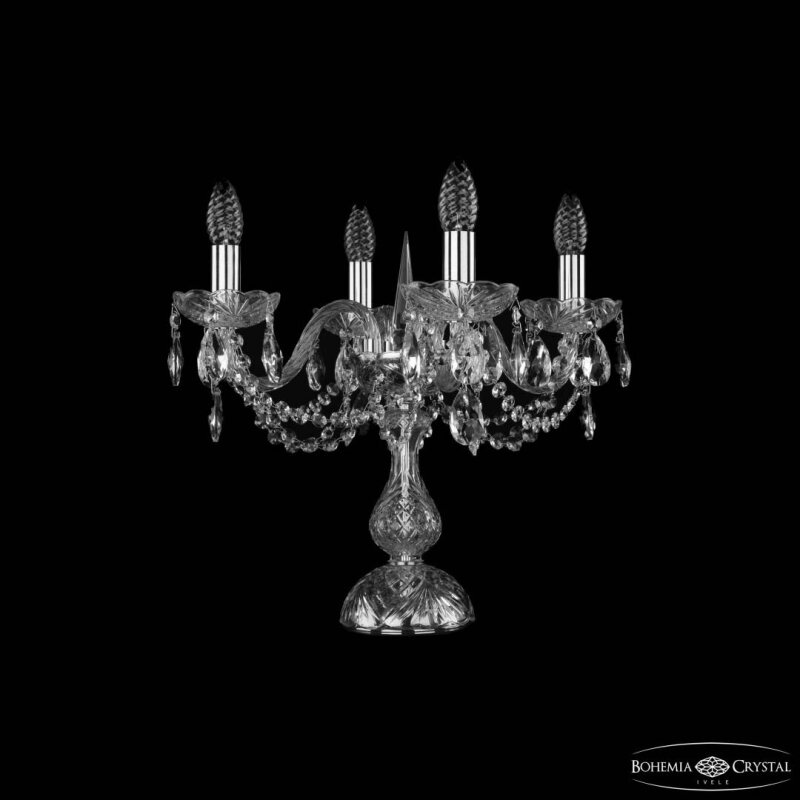 Настольная лампа декоративная Bohemia Ivele Crystal 1402 1402L/4/141-39 Ni