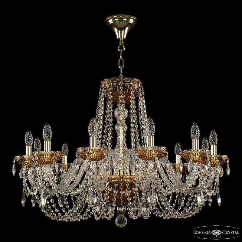 Подвесная люстра Bohemia Ivele Crystal 5402 5402/12/300 G Amber/M-1G