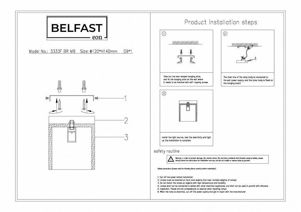 Накладной светильник Belfast Ravenhill 3333F BR MB