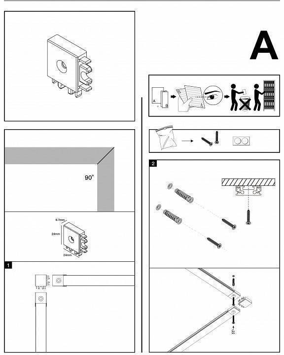 Соединитель угловой L-образный для накладных треков Denkirs AIR BASE TR5211-BK