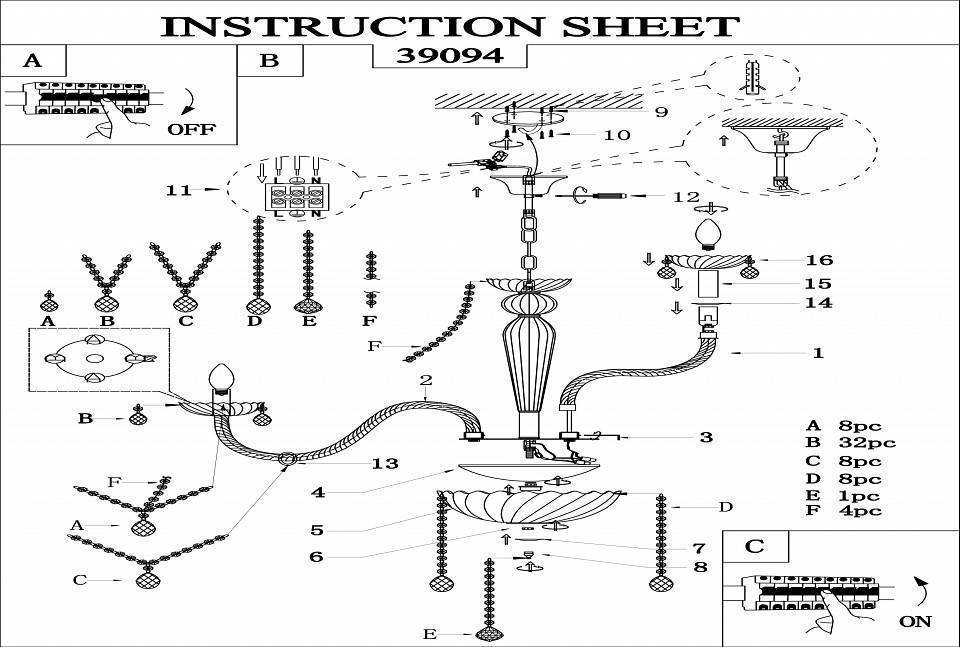 Подвесная люстра Eglo Basilano 39094
