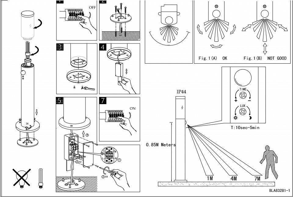 Наземный высокий светильник Eglo ПРОМО Helsinki 83281