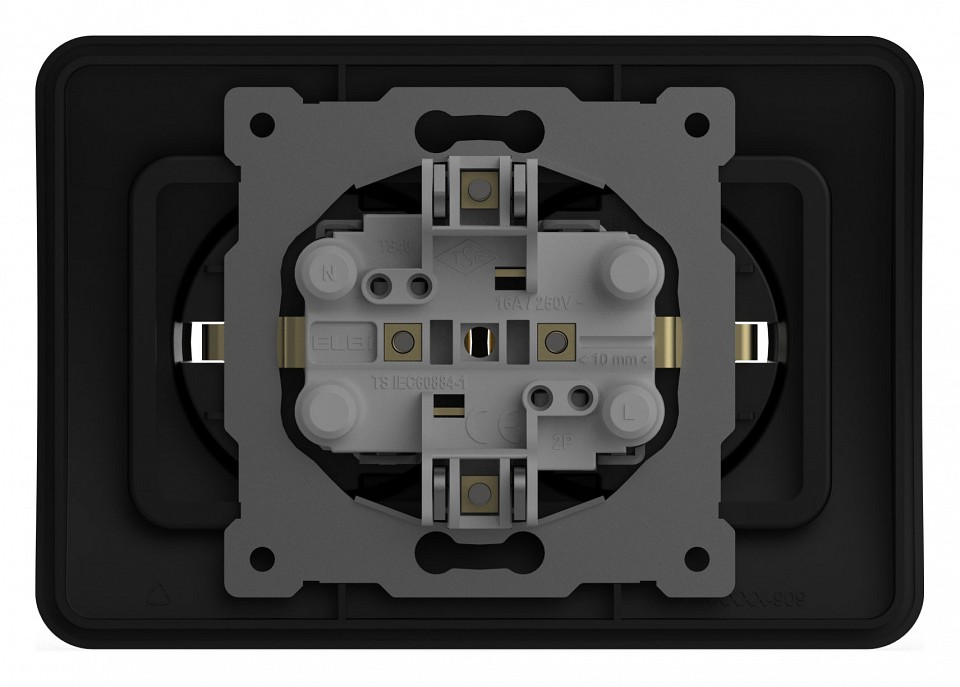 Розетка двойная с заземлением и со шторкой Elbi Eleсtriс Jazz 508-014800-917