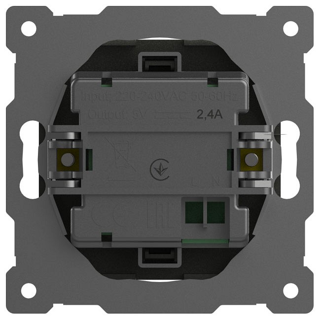 Розетка 2хUSB type A без рамки Elbi Eleсtriс Zena Vega 609-011100-143