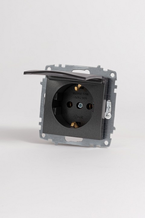 Розетка с заземлением с крышкой, без рамки Elbi Eleсtriс Zena Vega 609-011100-218
