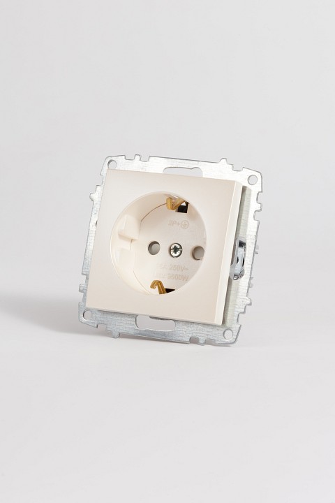 Розетка с заземлением и со шторкой, без рамки Elbi Eleсtriс Zena Vega 609-012500-243
