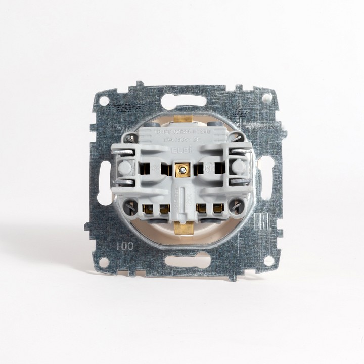 Розетка с заземлением и со шторкой, без рамки Elbi Eleсtriс Zena Vega 609-012500-243