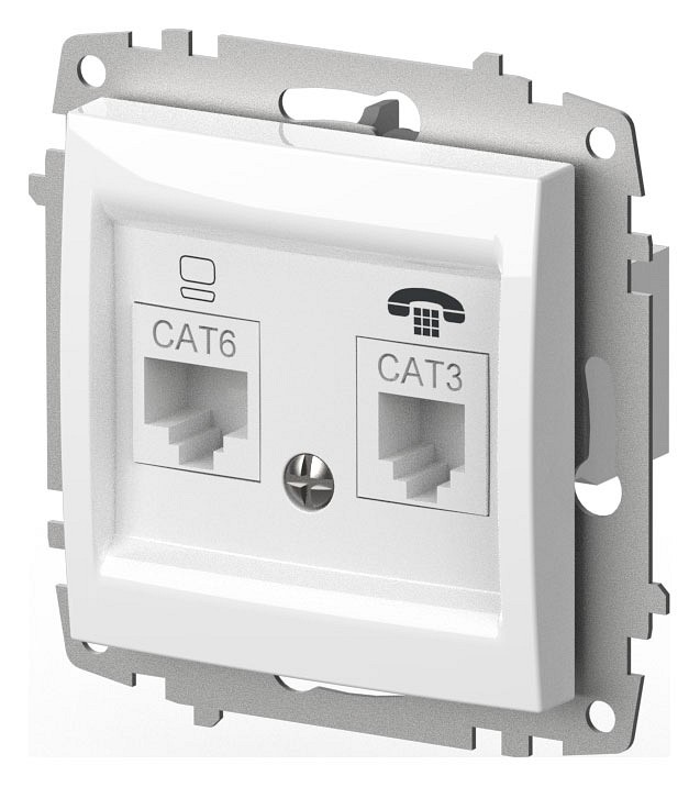 Розетка двойная RJ-12 и Ethernet RJ-45, без рамки Elbi Eleсtriс Zena Vega 609-015600-249