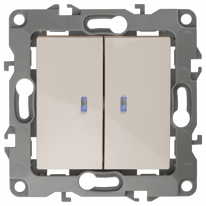 Выключатель двухклавишный с подсветкой без рамки Эра Эра 12 12-1004-06