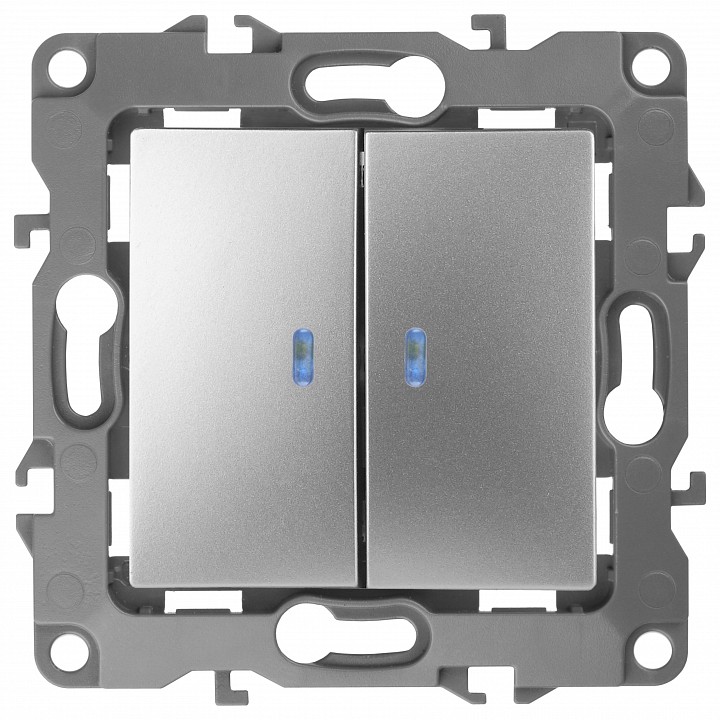 Выключатель двухклавишный с подсветкой без рамки Эра Эра 12 12-1004-06