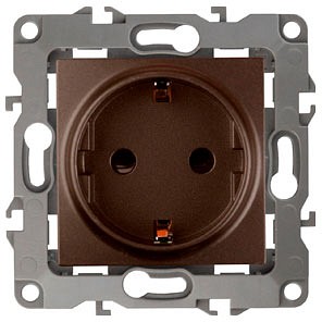 Розетка с заземлением без рамки ЭРА 12 алюминий 12-2001-13