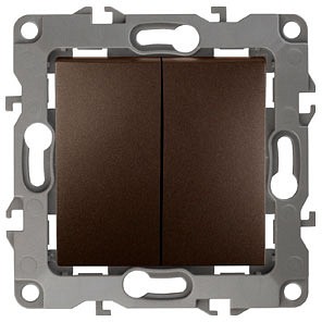 Выключатель двухклавишный без рамки Эра Эра 12 12-1004-13