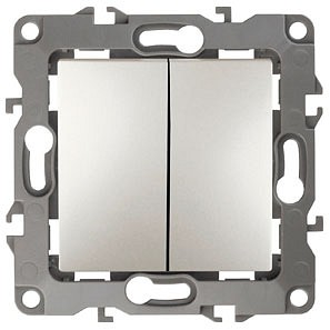 Выключатель двухклавишный без рамки Эра Эра 12 12-1004-15
