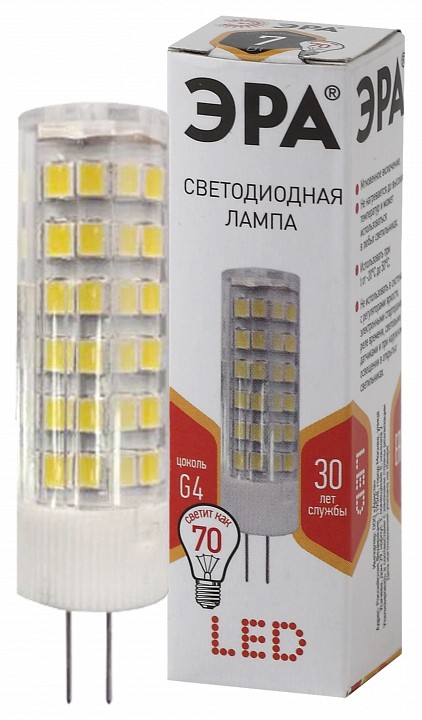 Лампа светодиодная ЭРА Стандарт G4 7 Вт 2700 К LED-JC-7W-220V-CER-827-G4