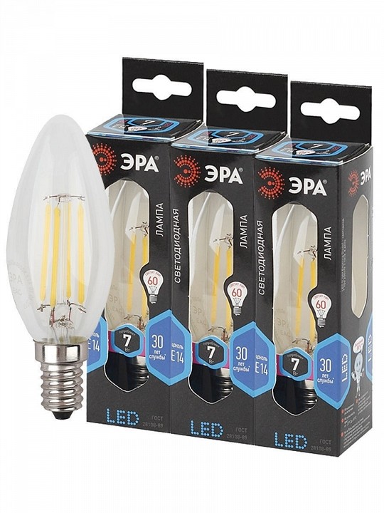 Лампа светодиодная Эра  F-LED B35-7W-840-E14