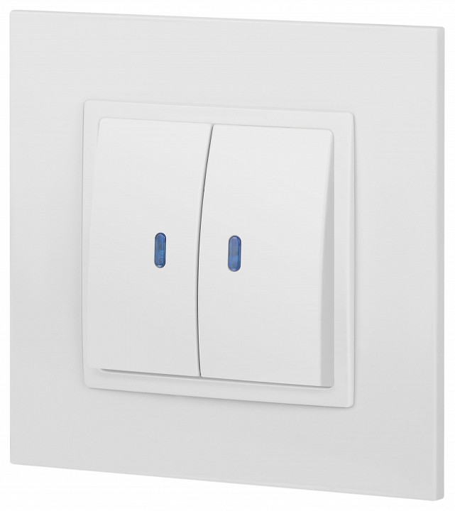 Выключатель двухклавишный с подсветкой без рамки Эра Эра Elegance 14-1105-01