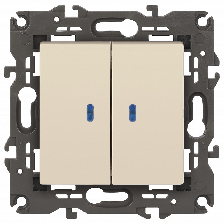 Выключатель двухклавишный с подсветкой без рамки Эра Эра Elegance 14-1105-02