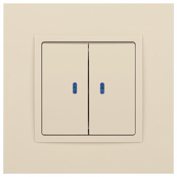 Выключатель двухклавишный с подсветкой без рамки Эра Эра Elegance 14-1105-02