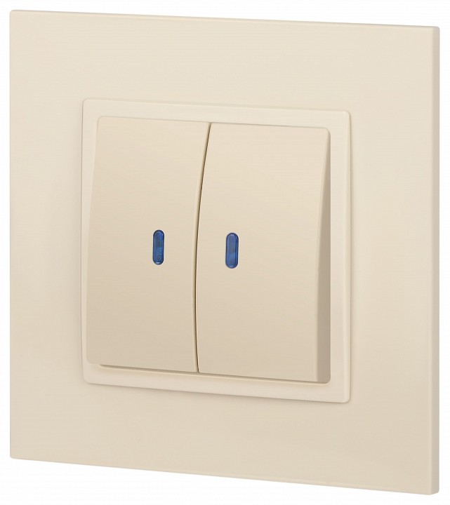 Выключатель двухклавишный с подсветкой без рамки Эра Эра Elegance 14-1105-02