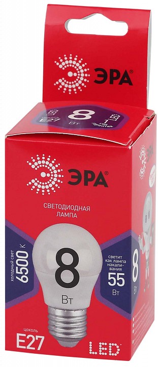 Лампа светодиодная Эра  E27 8Вт 6500K LED P45-8W-865-E27 R