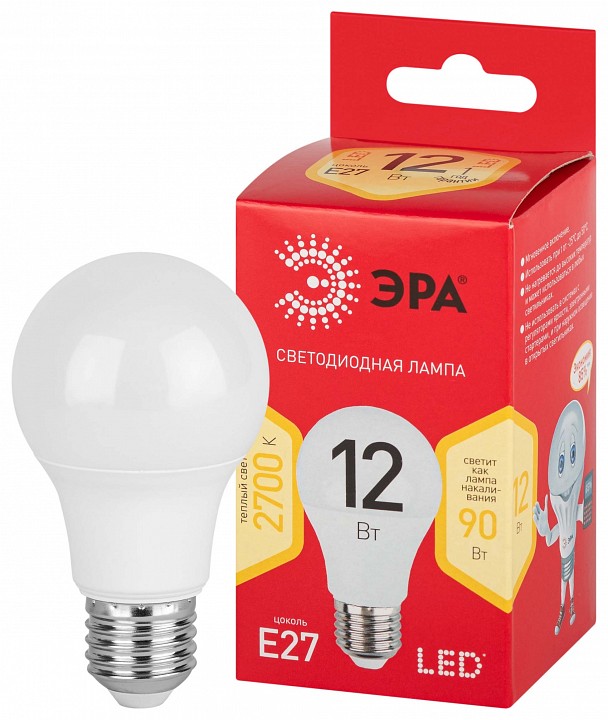 Лампа светодиодная Эра  LED A60-12W-827-E27 R