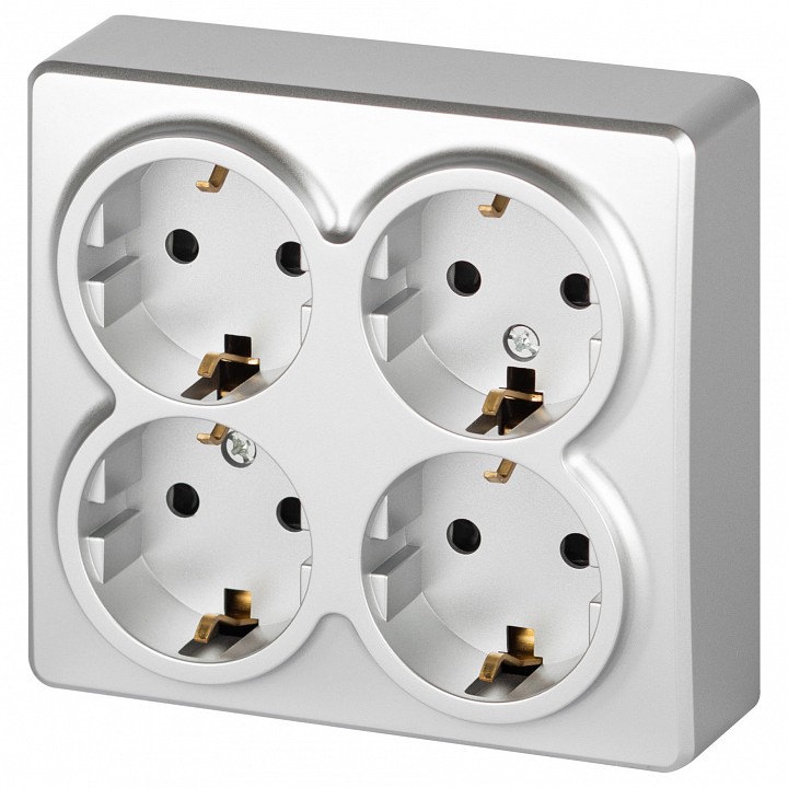 Розетка четверная с заземлением и со шторками Эра Эра Эксперт 11-2211-03