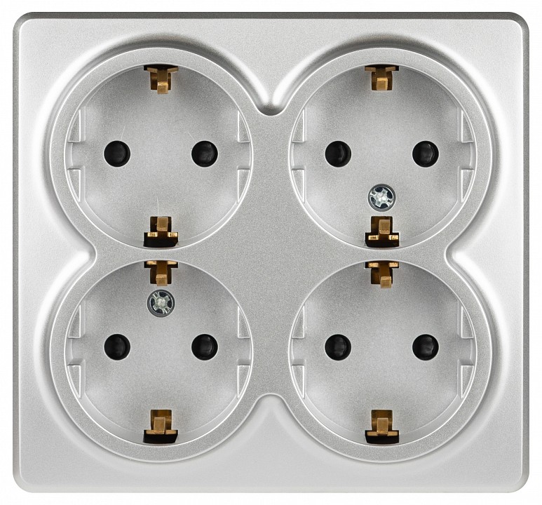 Розетка четверная с заземлением и со шторками Эра Эра Эксперт 11-2211-03