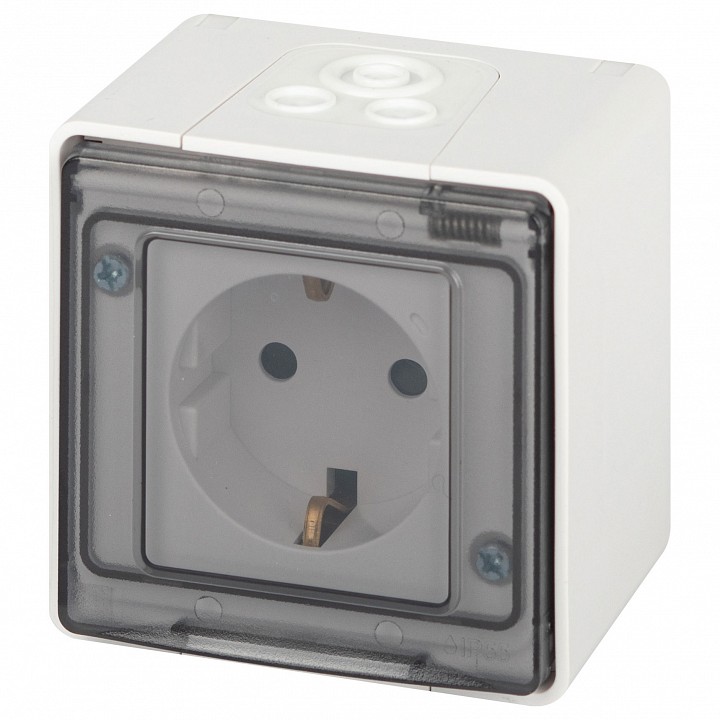 Розетка с заземлением и со шторкой, с крышкой Эра Эра Эксперт 11-2502-01