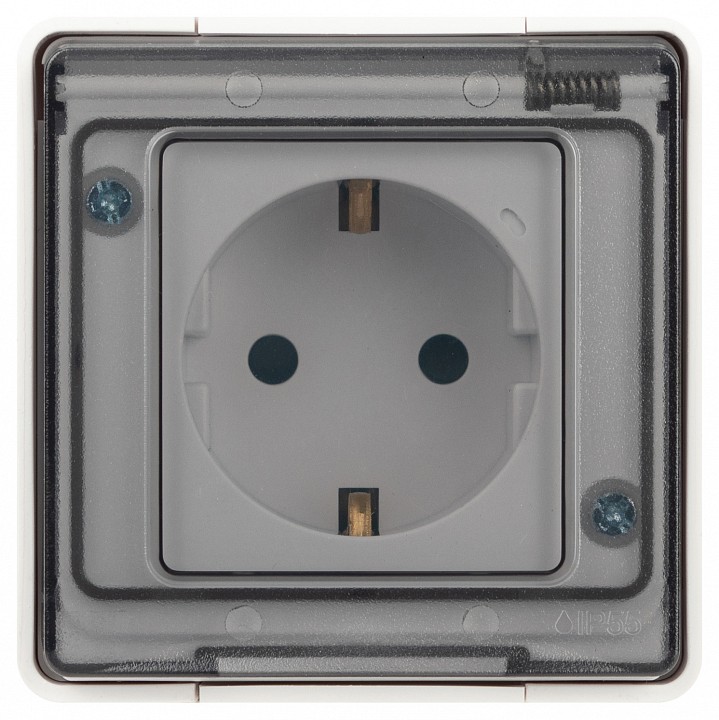 Розетка с заземлением и со шторкой, с крышкой Эра Эра Эксперт 11-2502-01
