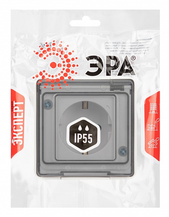 Розетка с заземлением и со шторкой, с крышкой Эра Эра Эксперт 11-2502-01