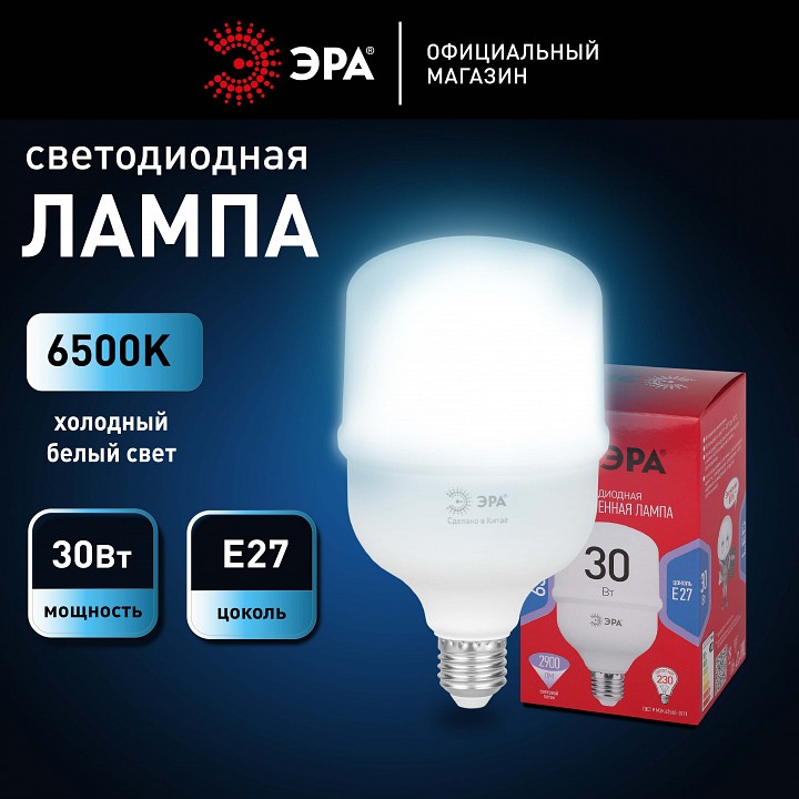 Лампа светодиодная Эра  E27 30Вт 6500K LED POWER T80-30W-6500-E27 R