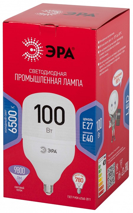 Лампа светодиодная Эра  E27, E40 100Вт 6500K LED POWER T140-100W-6500-E27/E40 R