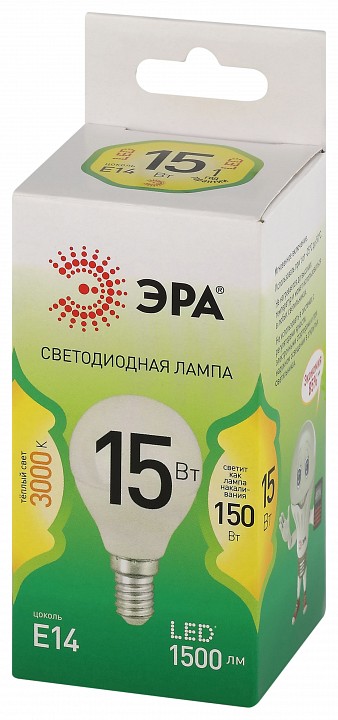 Лампа светодиодная Эра Green Line LED P45-15W-830-E14 GL