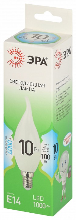 Лампа светодиодная ЭРА Green Line Свеча на ветру BXS 10 Вт E14 4000 К LED BXS-10W-840-E14 GL