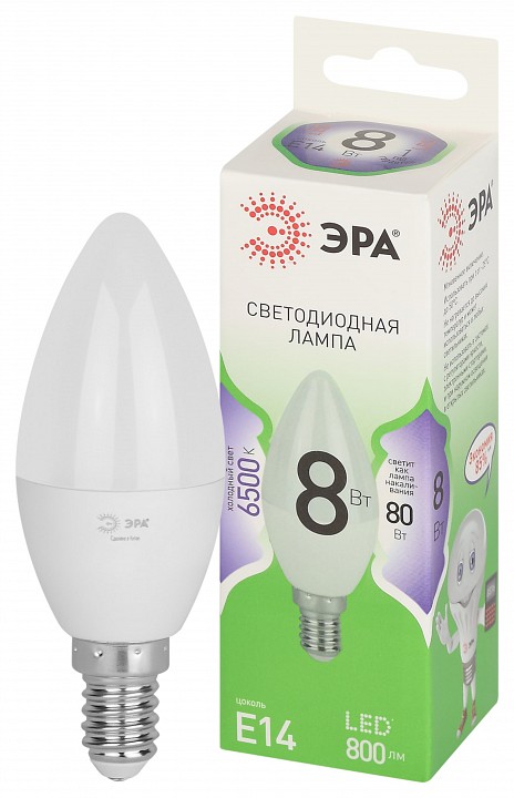 Лампа светодиодная Эра Green Line LED B35-8W-865-E14 GL
