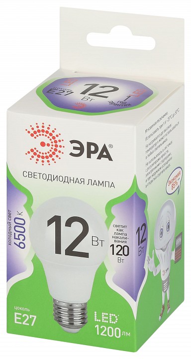 Лампа светодиодная Эра Green Line LED A60-12W-865-E27 GL