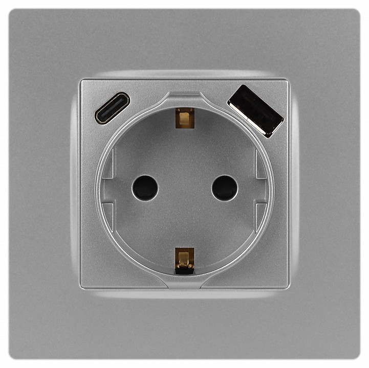 Розетка с заземлением и со шторкой и 2хUSB, без рамки Эра Эра 12 12-4108-03