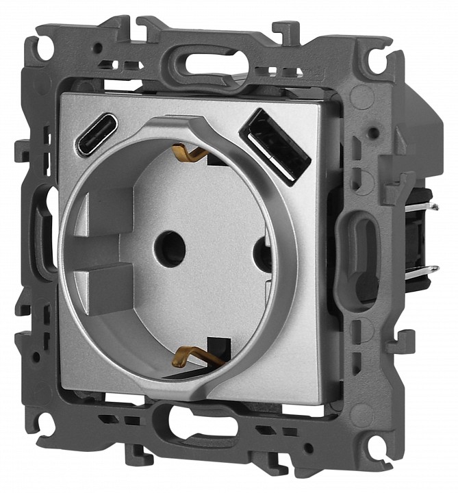 Розетка с заземлением и со шторкой и 2хUSB, без рамки Эра Эра 12 12-4108-03