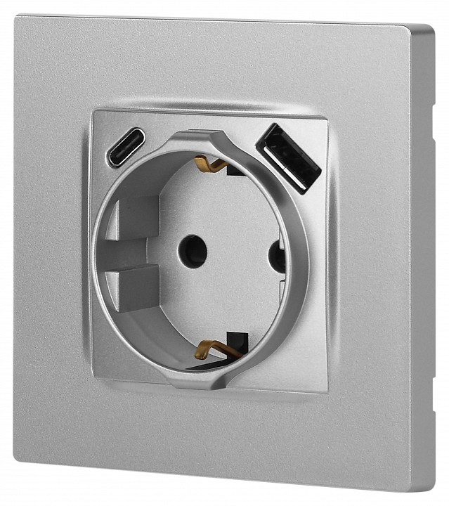 Розетка с заземлением и со шторкой и 2хUSB, без рамки Эра Эра 12 12-4108-03