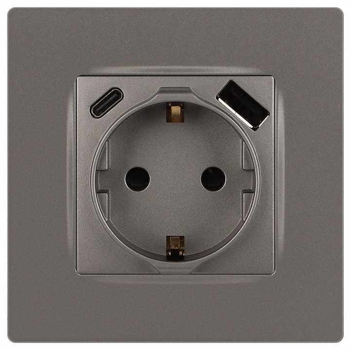 Розетка с заземлением и со шторкой и 2хUSB, без рамки Эра Эра 12 12-4108-16