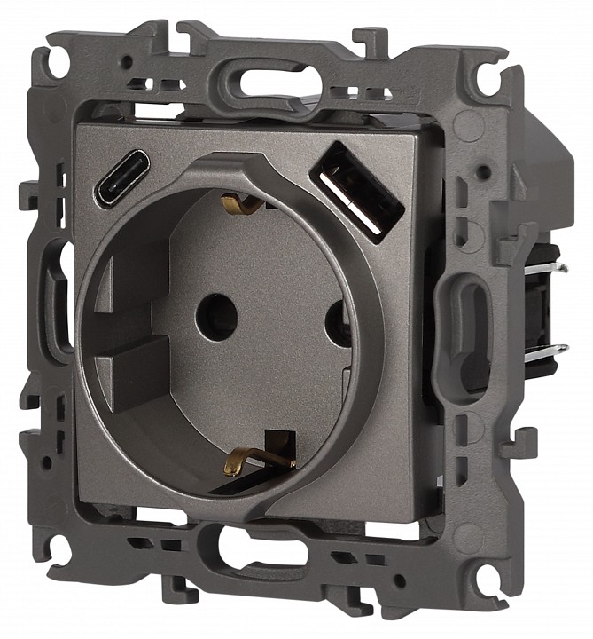 Розетка с заземлением и со шторкой и 2хUSB, без рамки Эра Эра 12 12-4108-16