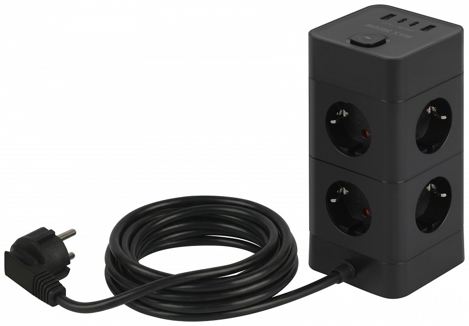 Сетевой фильтр Эра  TWR-8es-1,5m-4USB-B